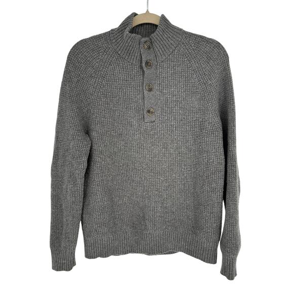 Banana Republic Other - Banana Republic Gray Merino Extra Fine Wool Sweater Waffle Knit Henley Mens M